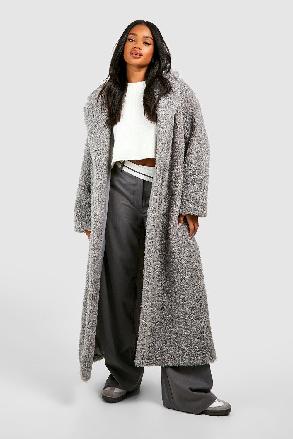 Boohoo grey hotsell fur coat